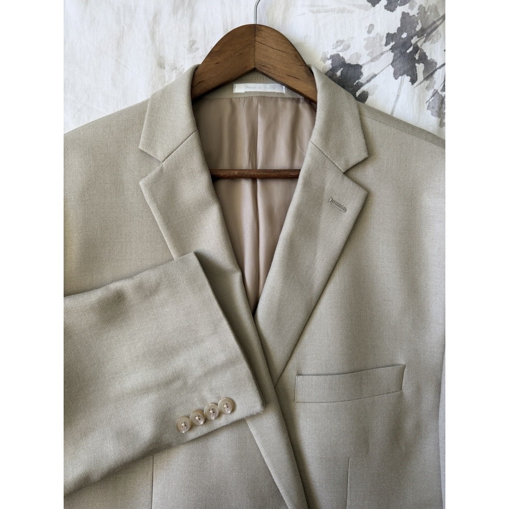 Lauren Ralph Lauren Cream Sport Coat Blazer Suit Jacket Silk Wool Blend 48L XL